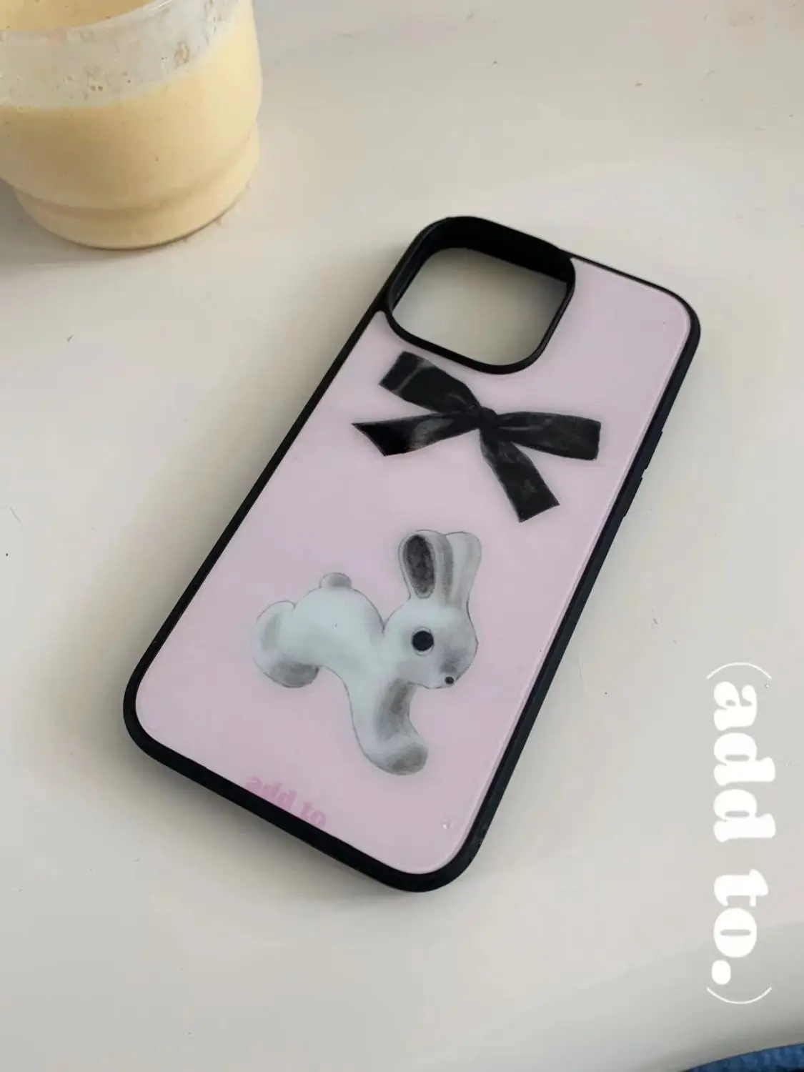 Funda de teléfono de conejo Rosa Kawaii coreano para IPhone 14 11 12 13 Pro Max, funda de teléfono de dibujos animados con lazo de moda para IPhone XR XS MAX