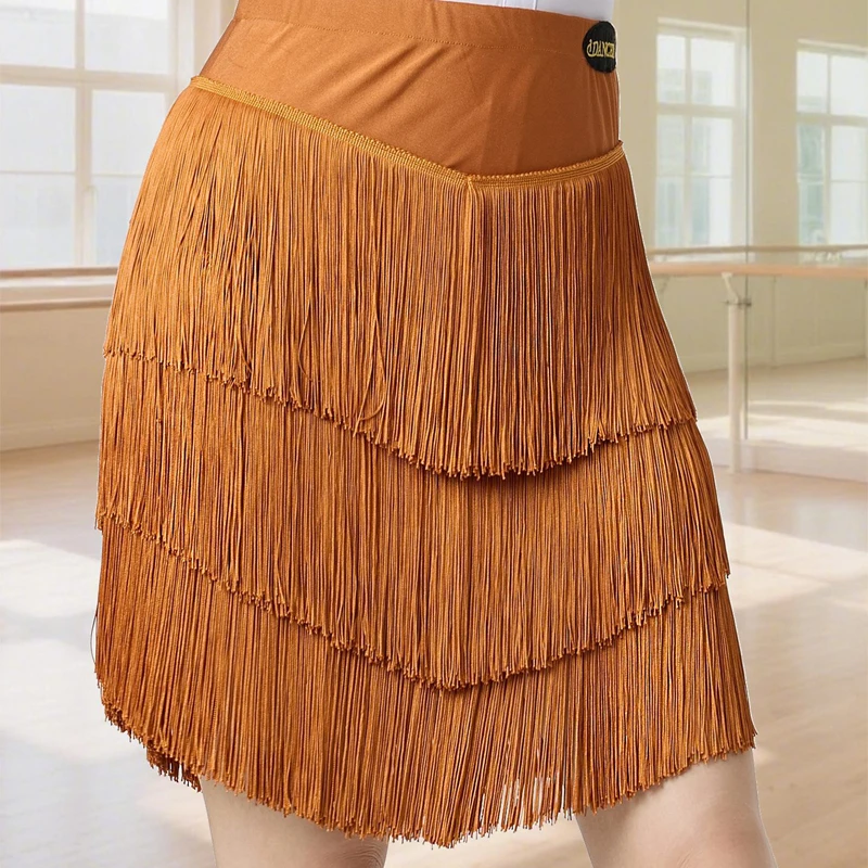 Waltz Ballroom Dance Tassels Skirt Full Fringed Latin Dance Skirts Women Samba Rumba Chacha Dance Skirt Training Wear DW10852
