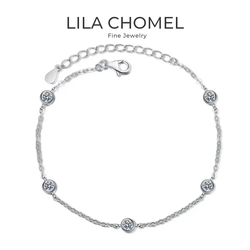 

Daughter Birthday Gift 18K White Gold Girl Wedding Bracelets 0.5CT Moissanite Diamond Women PT950 Platinum Valentine's Day Lover