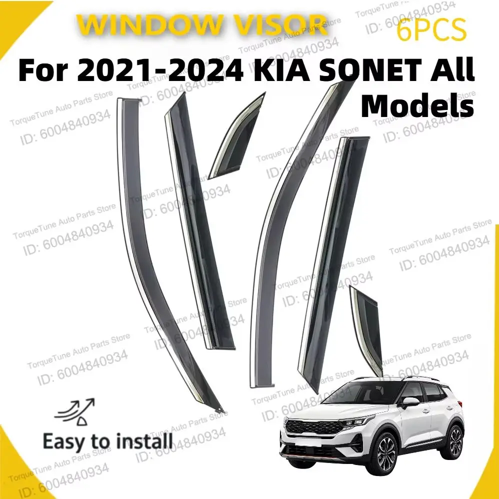 Waterproof UV Proof Side Window Weather Shield 4Pcs Easy Installation Fit KIA Sonet 2021-2024 Auto Exterior Mod Accessories