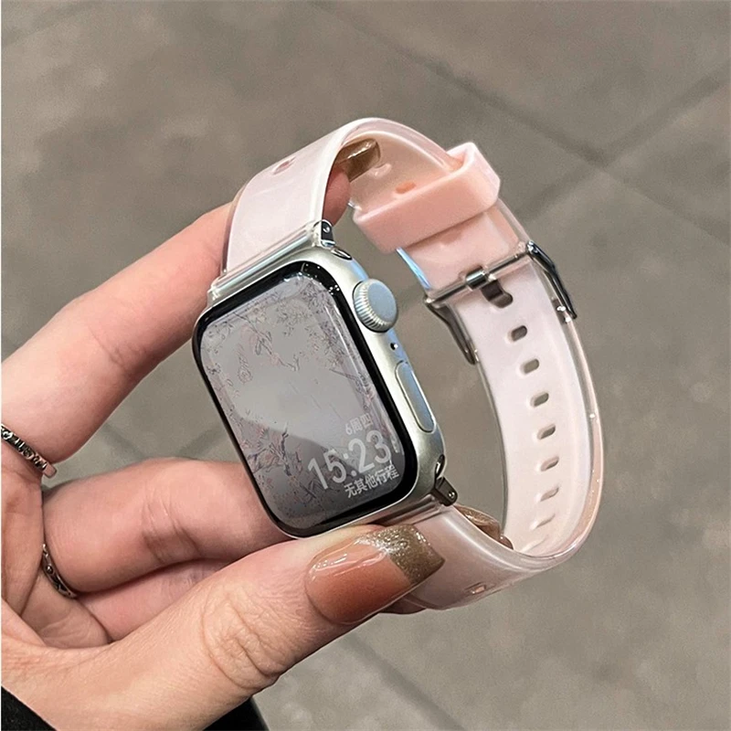 Girls Jelly Silicone Strap For Apple Watch Band Ultra 2 44 40 45 41MM Sports Bracelet For iWatch 4 5 6 SE 7 8 9 49mm 38/42mm