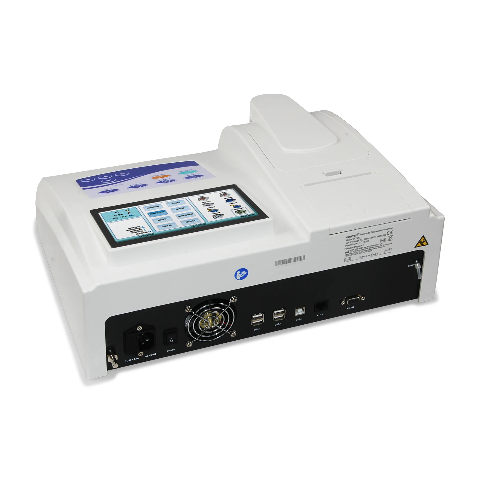 CONTEC Touch Screen BC300 Semi-auto Biochemistry Analyzer, Open reagent Blood glucose,Blood lipids 3 modes