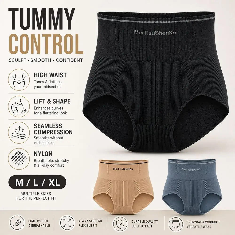 New High Waisted Sculpting Shorts Abdominal Contraction Seamless Compression Underwear Yoga Pants for Yoga Workout&Everyday Wear