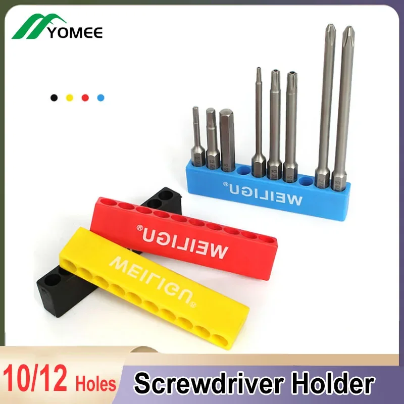 

Plastic Screwdriver Holder 1/4(6.35mm) 10/12 Holes Hex Hand Shank Screwdriver Bits Storage Strip Tools Accessories