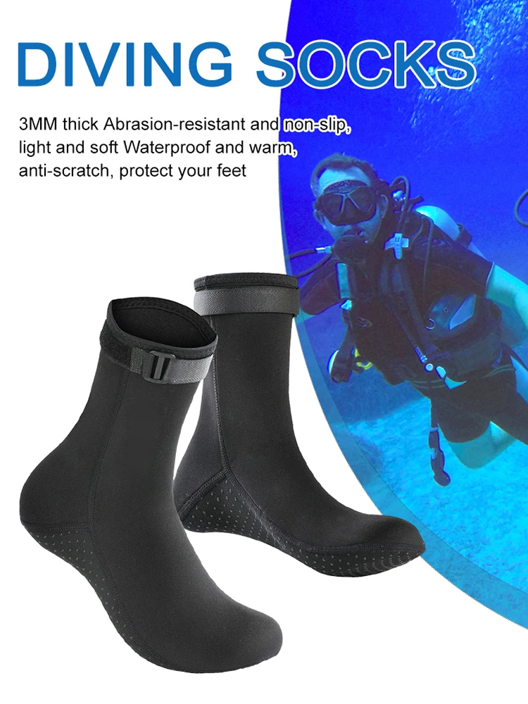

3mm Wetsuit Short Socks Winter Warm Unisex Snorkeling Spearfishing Socks Anti Slip Neoprene Portable Lightweight for Water Sport