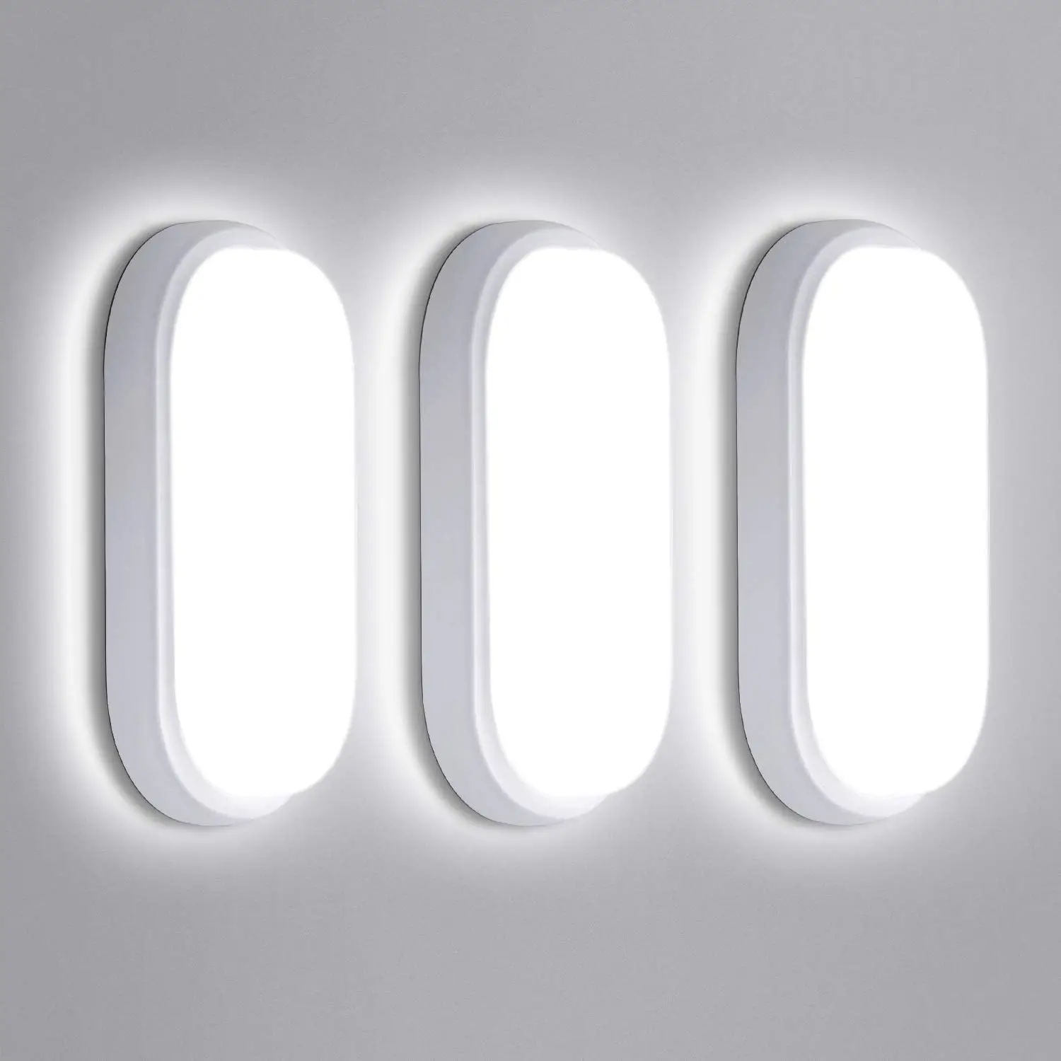 3er-Pack 18 W LED-Deckenleuchten, 1710 lm, IP65 wasserdichte ovale Badezimmerleuchten für Flur, Balkon, Keller, Garten