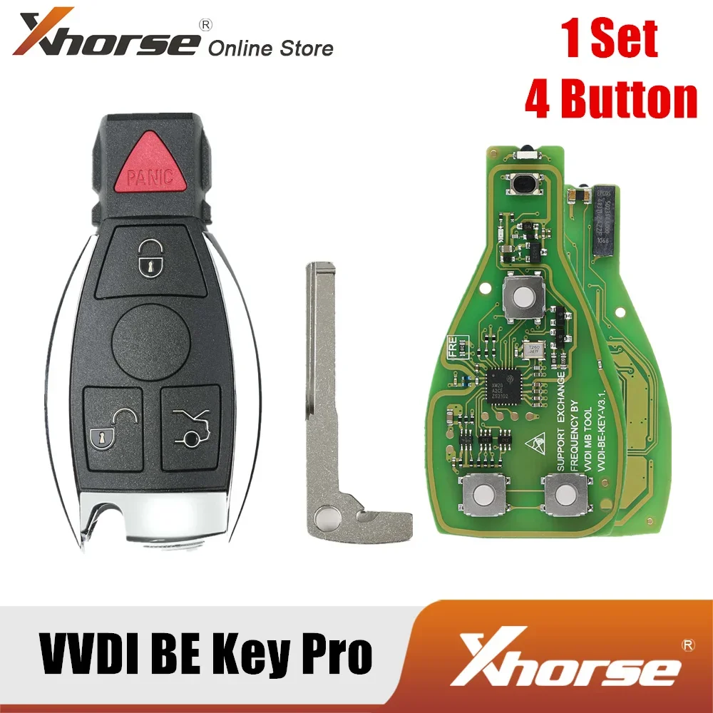 

Xhorse VVDI BE Key Pro Улучшенная версия с корпусом Smart Key 3 кнопки 4 кнопки для Benz Получить 1 бесплатный жетон для VVDI MB Tool