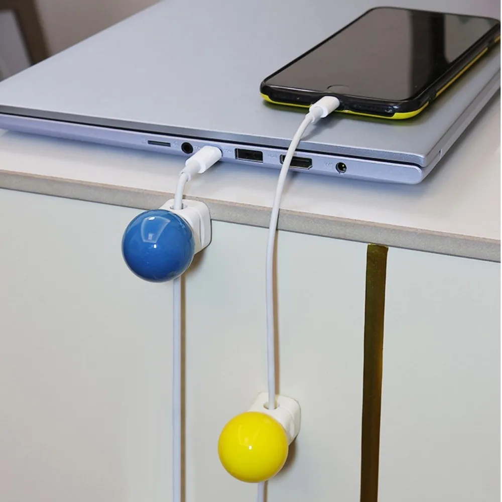 Creative PP Desktop Cable Organizer Portable Reusable Cute Data Cable Holder Multipurpose Self-adhesive Charging Cable Clip