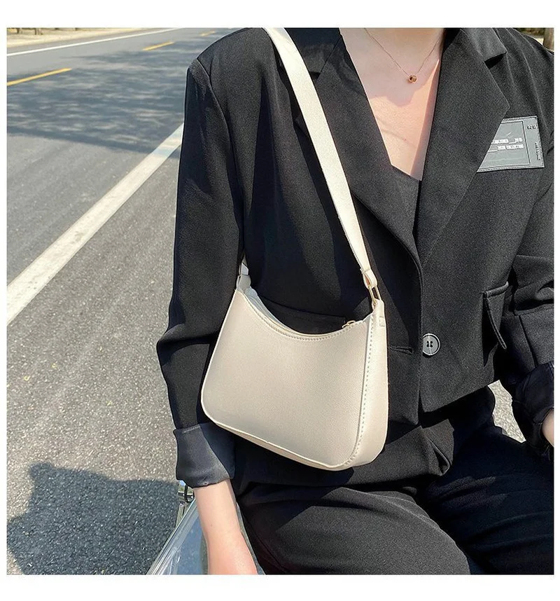 Women\'s Fashion Handbags Retro Solid Color PU Leather Shoulder Underarm Bag Casual Women Hobos Handbags bolsas femininas