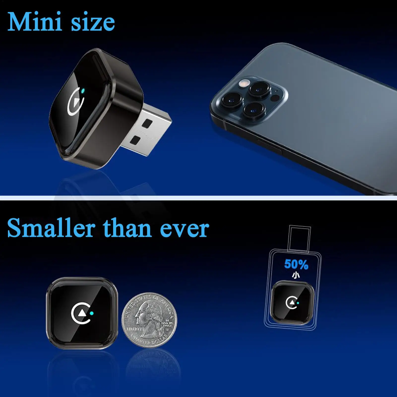 2 in 1 Wireless CarPlay Android Auto Adapter Smart USB Dongle Auto Connect Plug & Play for iPhone and Android Factory Wired Cars