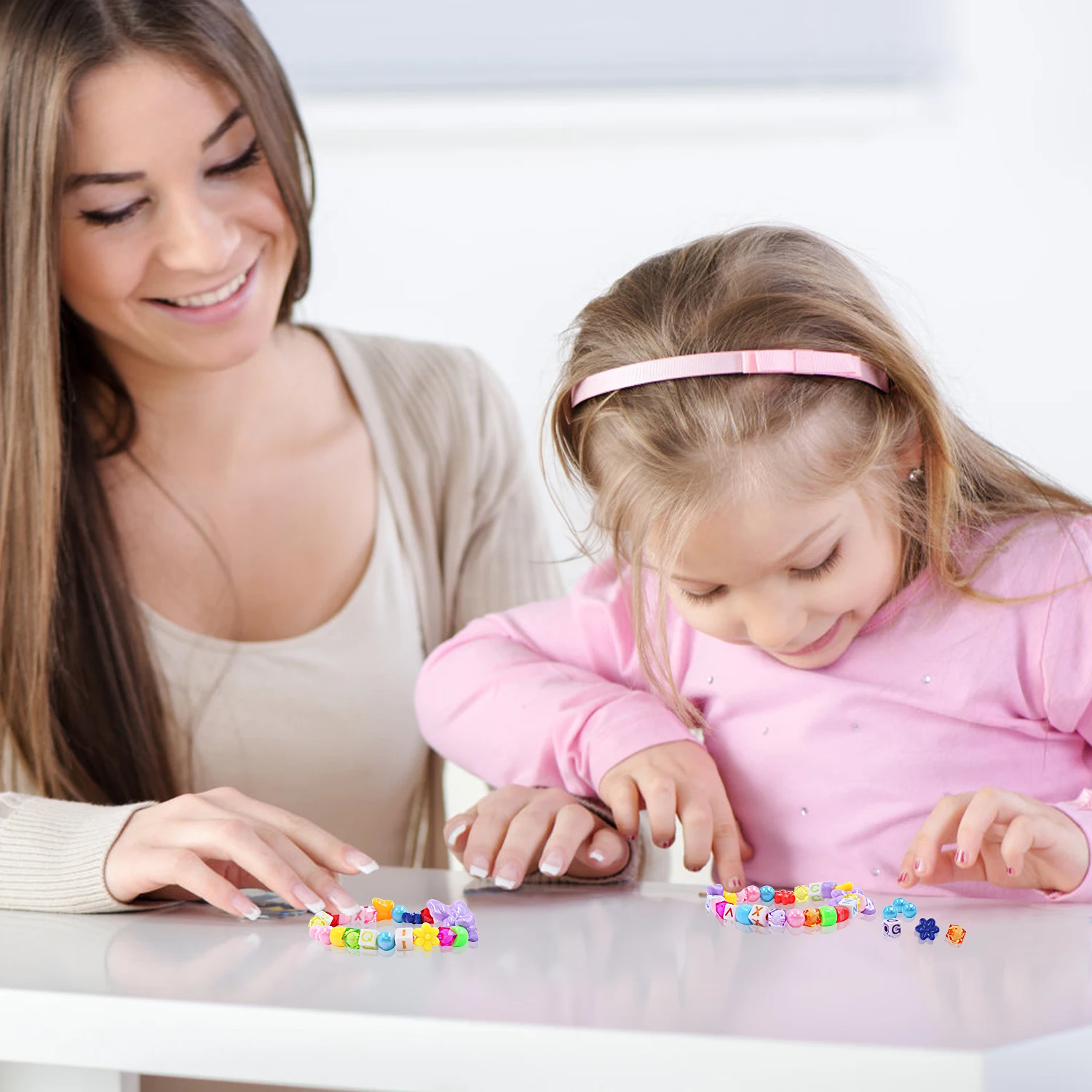 Kinder Puzzel Kraal Diy Handgemaakt Meisje Speelgoed Acryl Interactieve Armband Zelfgemaakte Sieraden Kleur Willekeurig