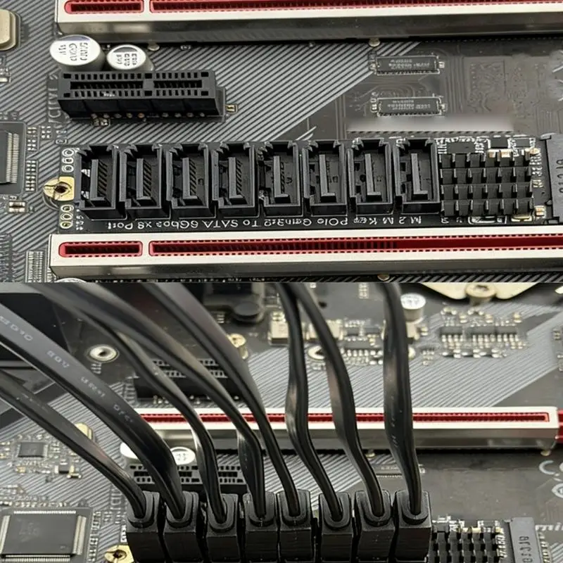 R53C M.2 NVME PCIE to SATA3.0 PCIe Expansion Card 6Gbps Fast Speed Transfer Aluminum Heatsink Expansion Card for Desktop