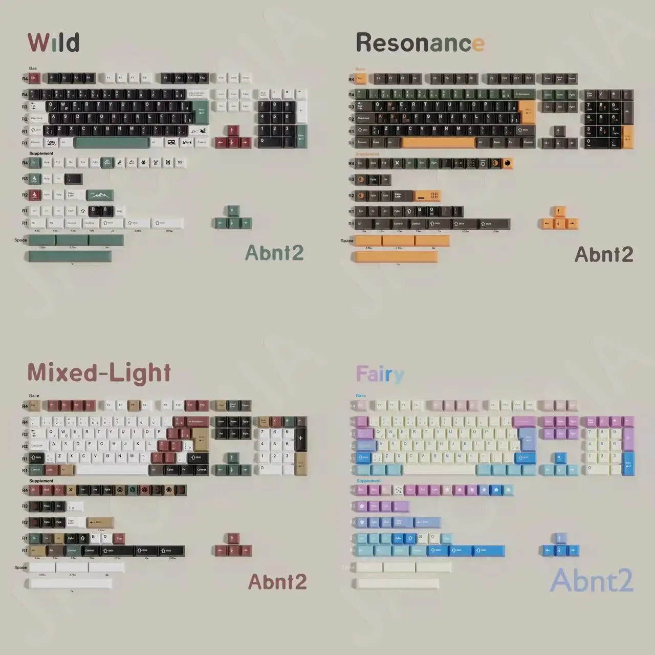 Abnt2 Keycaps 151 Keys/Set Dye-Sub Cherry Profile PBT GMK Fairy/Wild/Mixed-Light BR Keycaps For Mechanical Keyboard ISO Alice