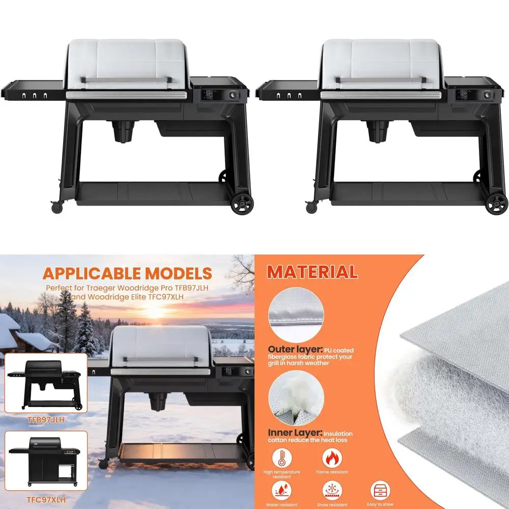

Fiberglass Insulation Cover for Traeger Woodridge Pro Models TFB97JLH & TFC97XLH, Magnetic Grill Blanket with Cotton Padding for