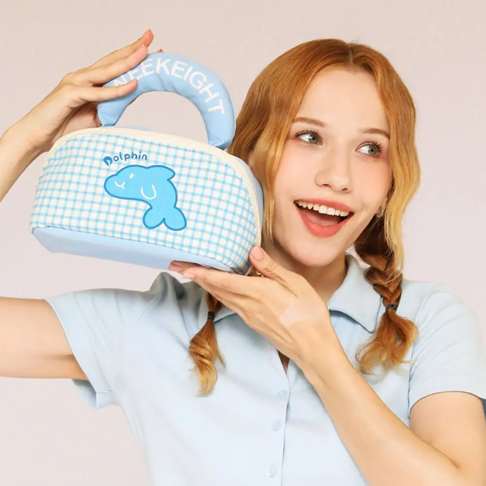 

Fashion Dopamine Color Cute Makeup Bag Kawaii Shell Handheld Cosmetic Case Organizer Case Zipper Toiletry Bag Girls