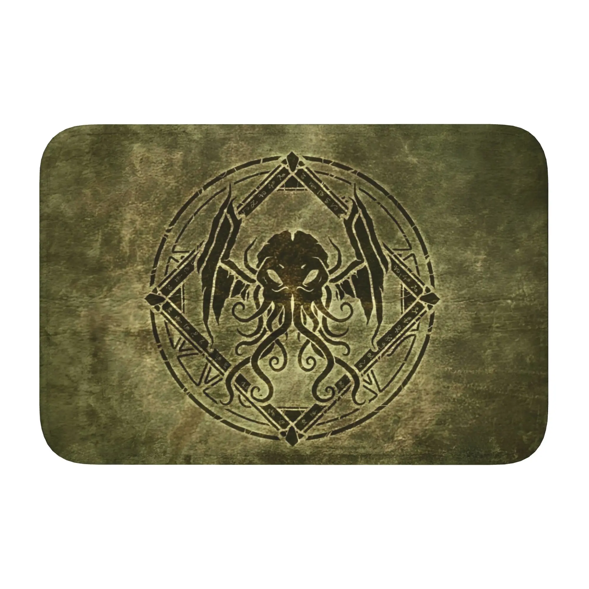 Cthulhued Design Old Leather  Front Door Floor Entrance Mat Outdoor Horror Dark Monster  Bath Kitchen Doormat Toilet Carpet Rug