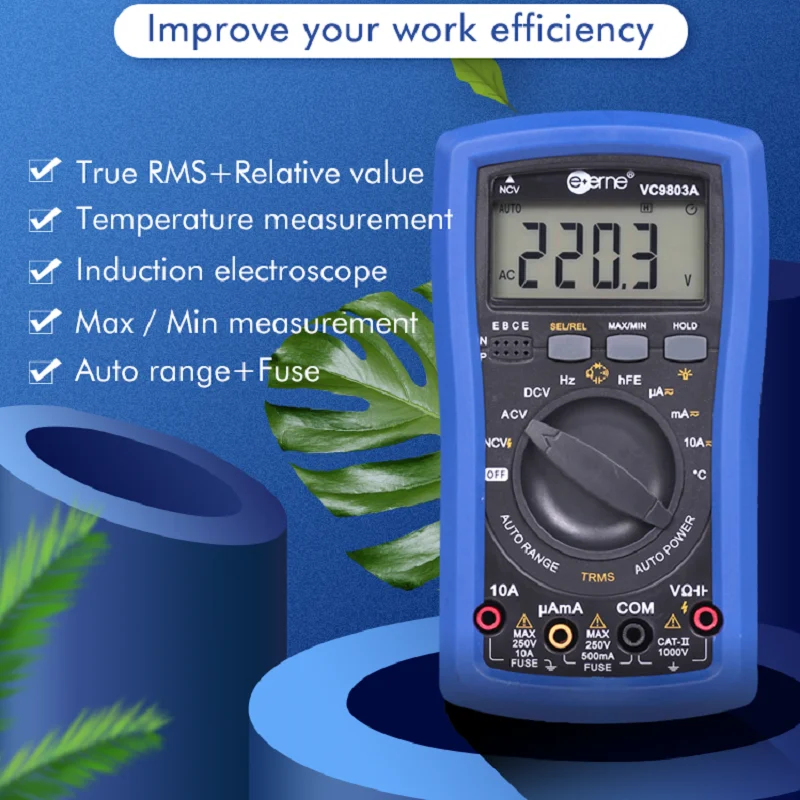 VC9803A VC9802A Digital Multimeter AC DC Resistance 400Ω~40MΩ Capacitance 4nF-4mF Full Protection TRMS Auto Range Measurement