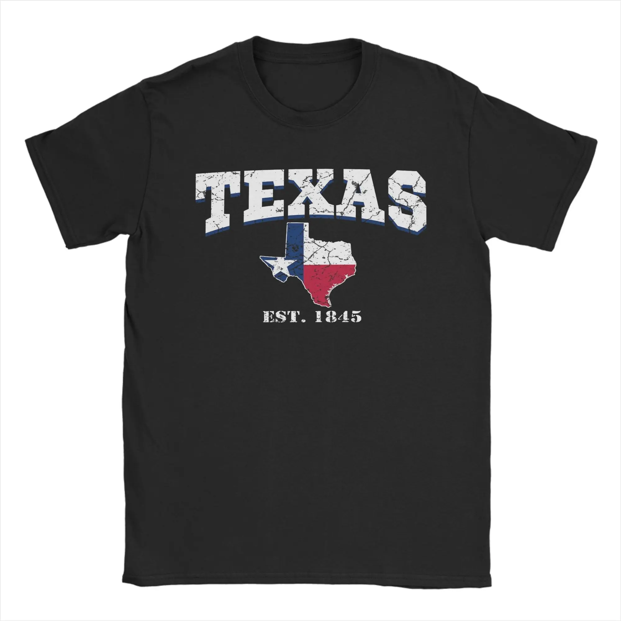 Men Women T-Shirt 1845 Longhorn Texas Flag Novelty Cotton Tees Short Sleeve  T Shirt Round Collar Tops 6XL