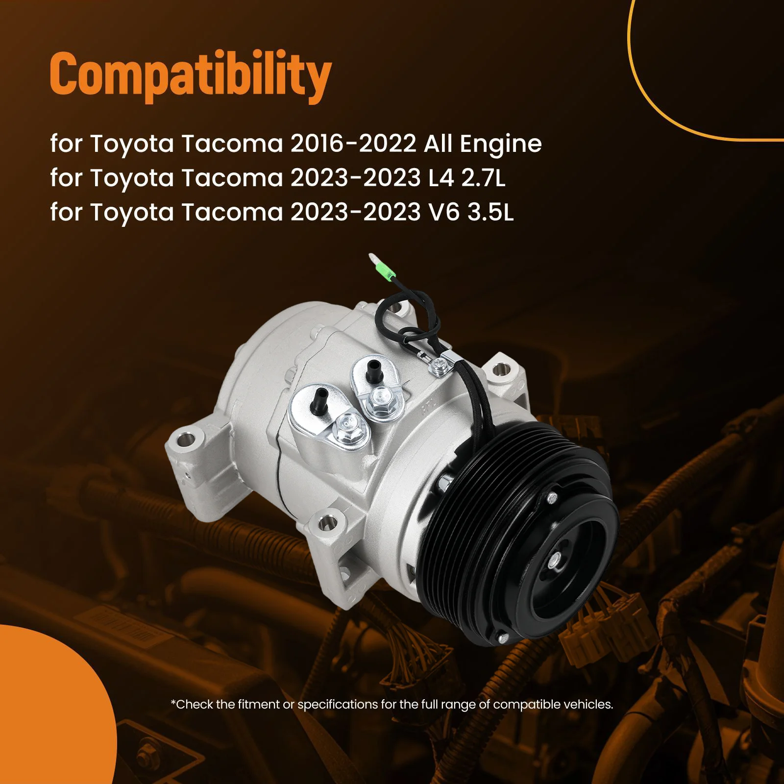 A/C AC Compressor for Toyota Tacoma 2016-2023 141391 Aluminum 12V w/Clutch Brand New