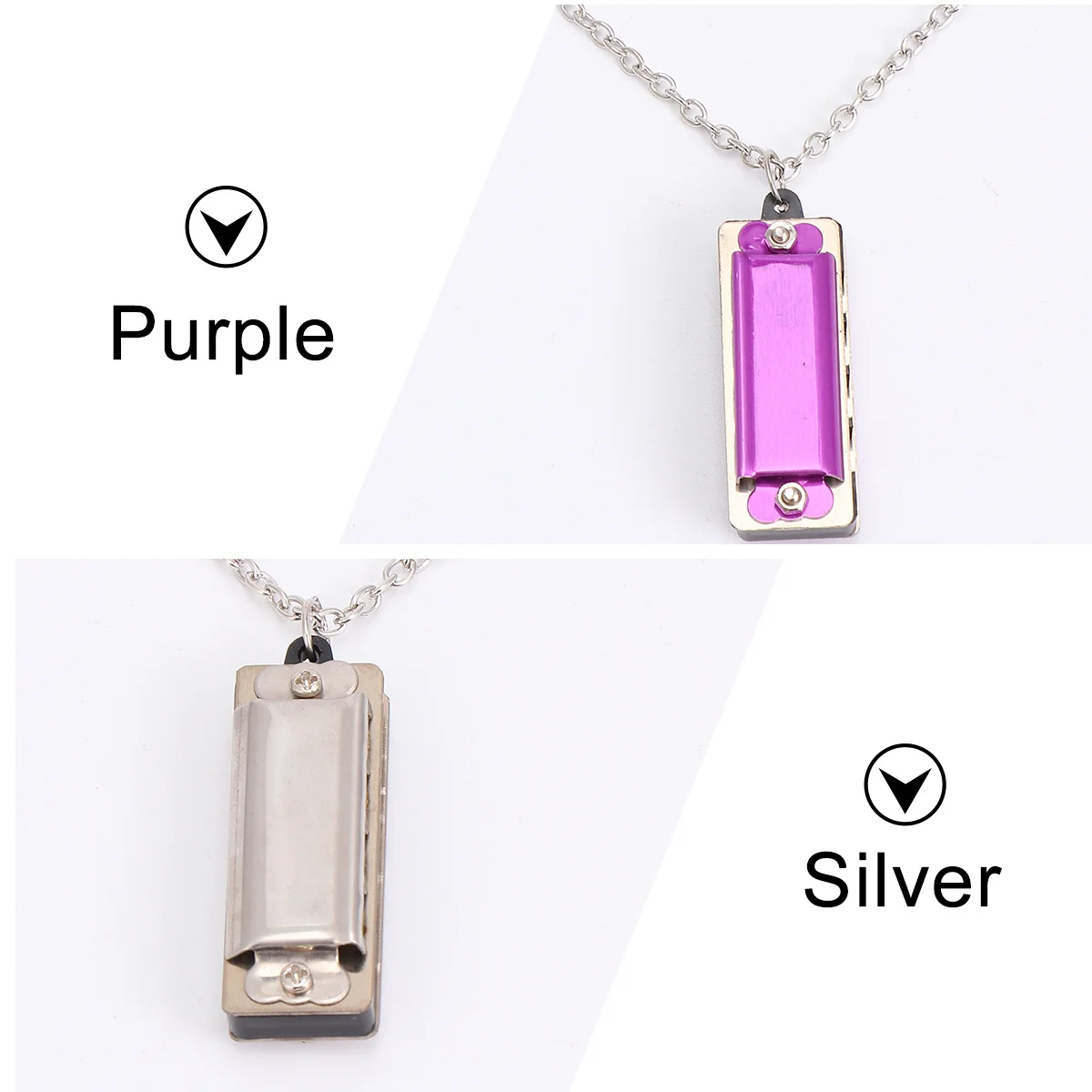 

2Pcs 4 Hole Double Row Harmonica Small Size Perfect for Beginner Students Kids Music Instrument Educational Gift Purple Silver