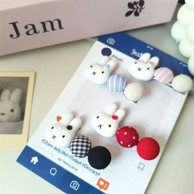 

Kawaii 4pcs Miffy Hair Clip Cute Side Bangs BB Clip Cartoon Hair Ornament Accessory Set Student Hair Accessory Girl Gifts Toys