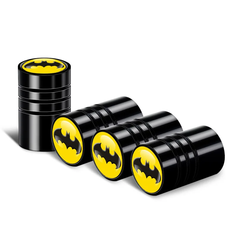 4Pcs DC Comics Batman Car Tire Valve Stems Cap Knurling Style Aluminum Tire Waterproof Valve Cap car Universal accessories gifts