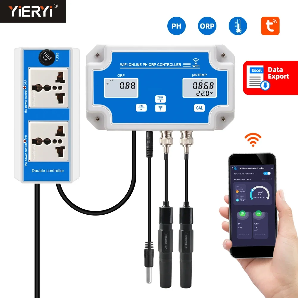 Smart Tuya Wifi ORP Meter  -2000~+2000mv Monitoring Controller  Online PH Meter with Data Logger Function for hydroponics