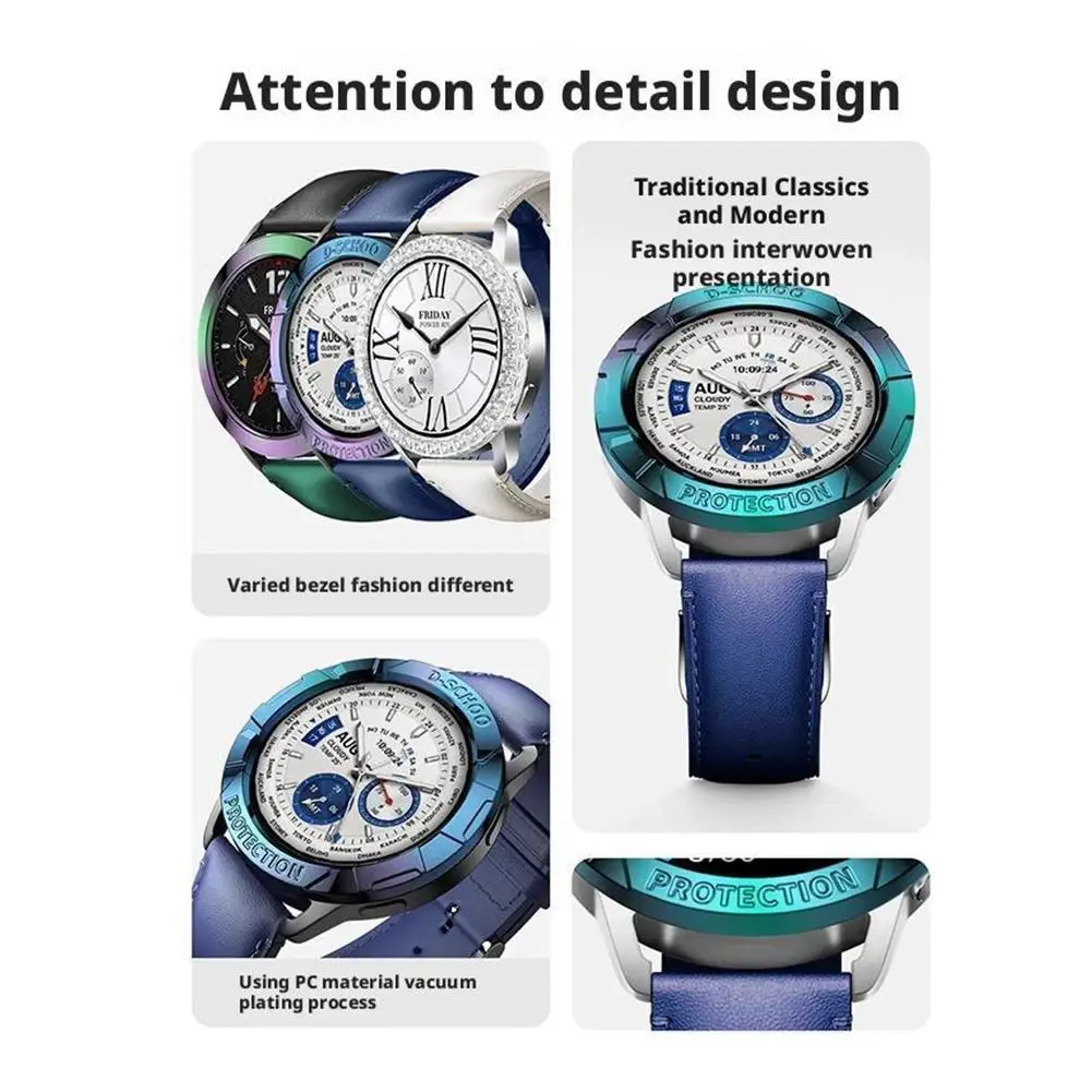  for xiaomi WatchS4 Regular Version Watch Bezel Case Protection Cover PC Electroplated Armor Style Protective Frame ﻿