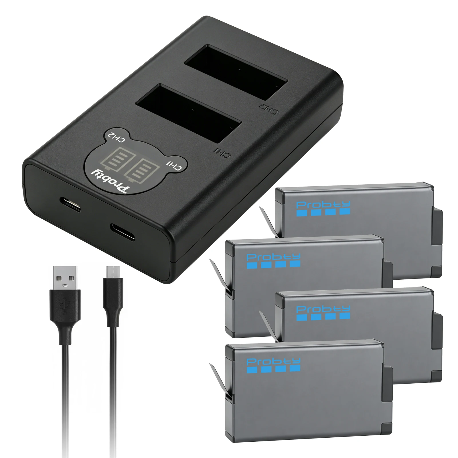 2280 mAh für GOPRO MAX2 wiederaufladbarer Akku + LCD-Doppelladegerät für Go Pro HERO MAX2 Zubehör