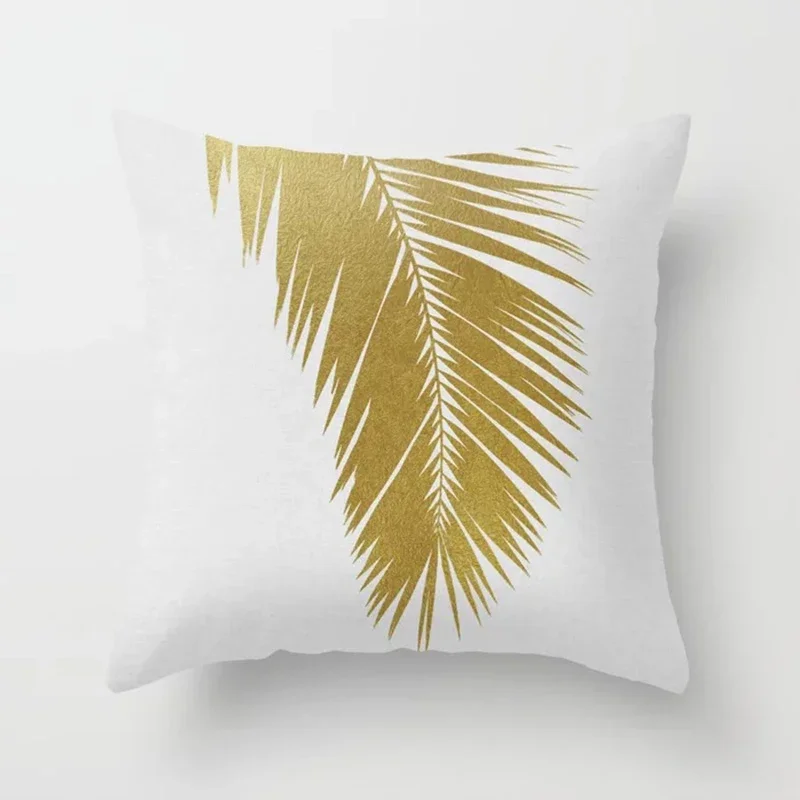 Cushion Cover 45*45cm Golden Leaves Soft Peach Skin Cashmere Throw Pillow Cover Sofa Pillowcase Merry Christmas Home Decor