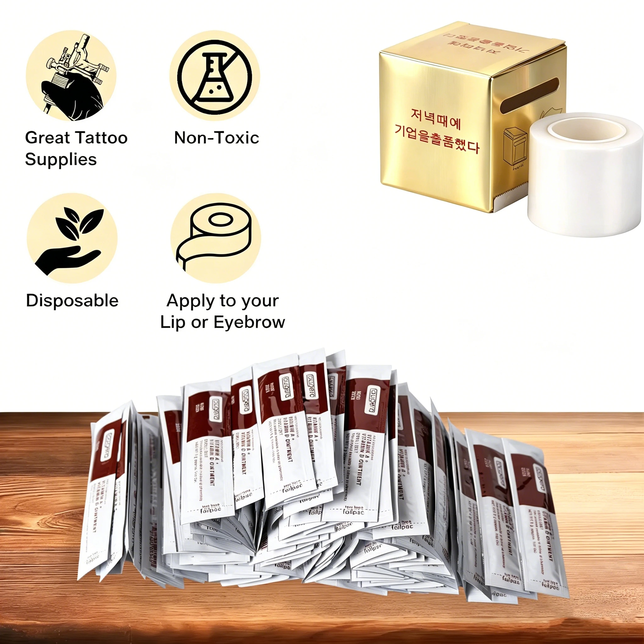Tattoo Aftercare Kit Vitamin A D Ointment with Cling Film for Eyebrow Microblading Lip Blushing Eyeliner PMU Tattoo Studio