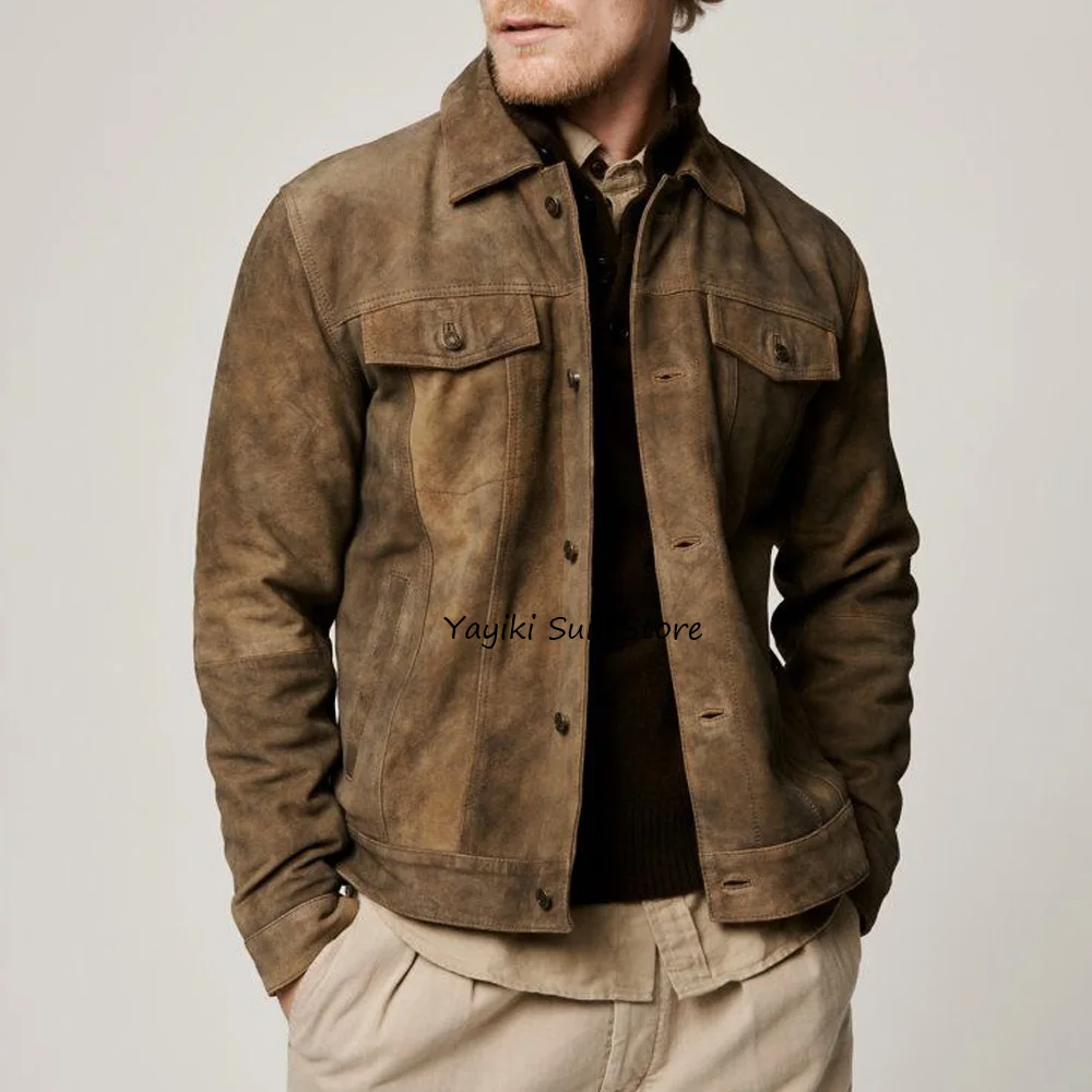 

Men's Social Coat Casual Style Urban Blazers Suede Fabric Fashion Suit Jackets for Man Lapel Single-breasted High Quality Suits