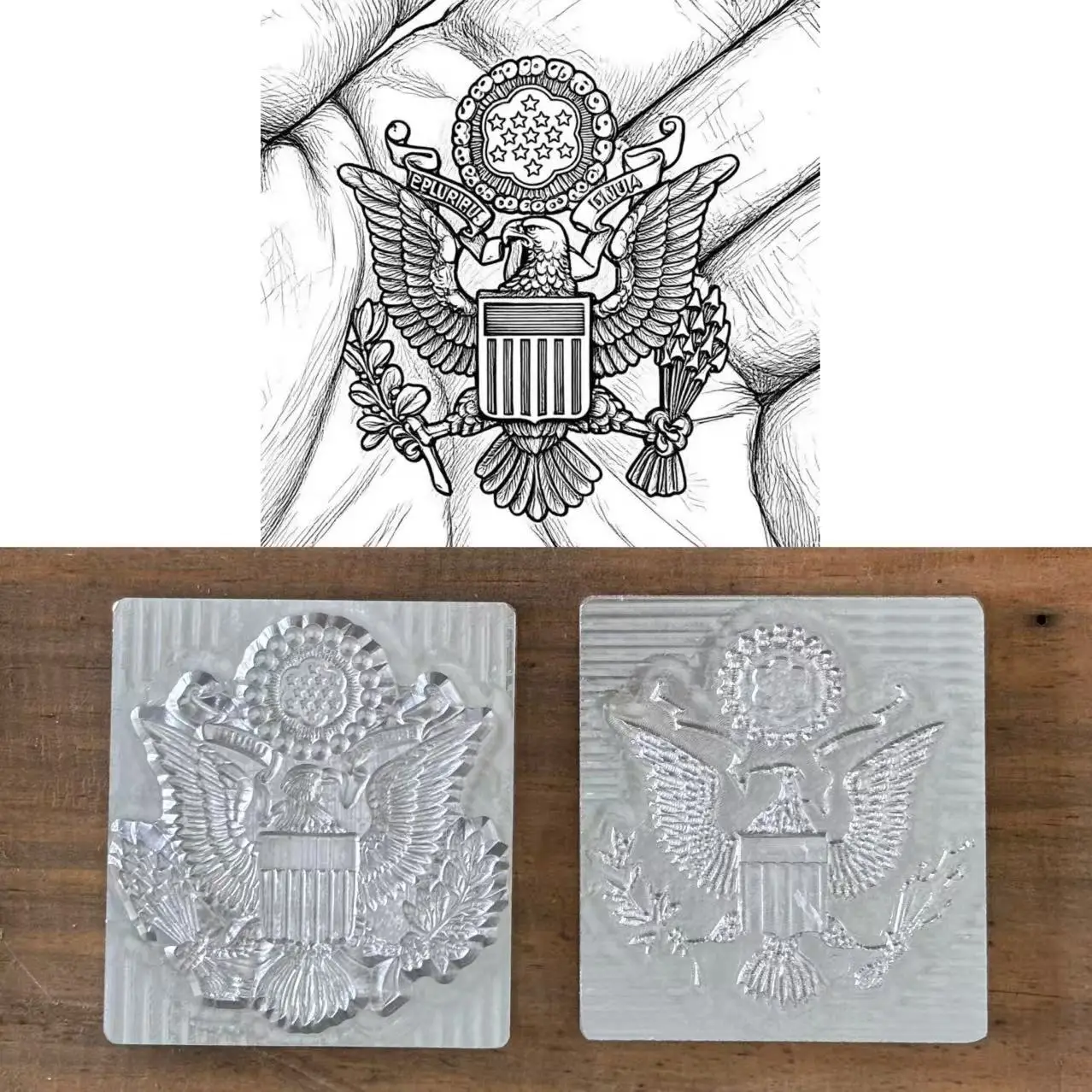 American Eagle Pattern Leather 3D Embossing Mold Aluminum Alloy Stamp Leathercraft Carving Shaping Tool Hydraulic Pressure Stamp