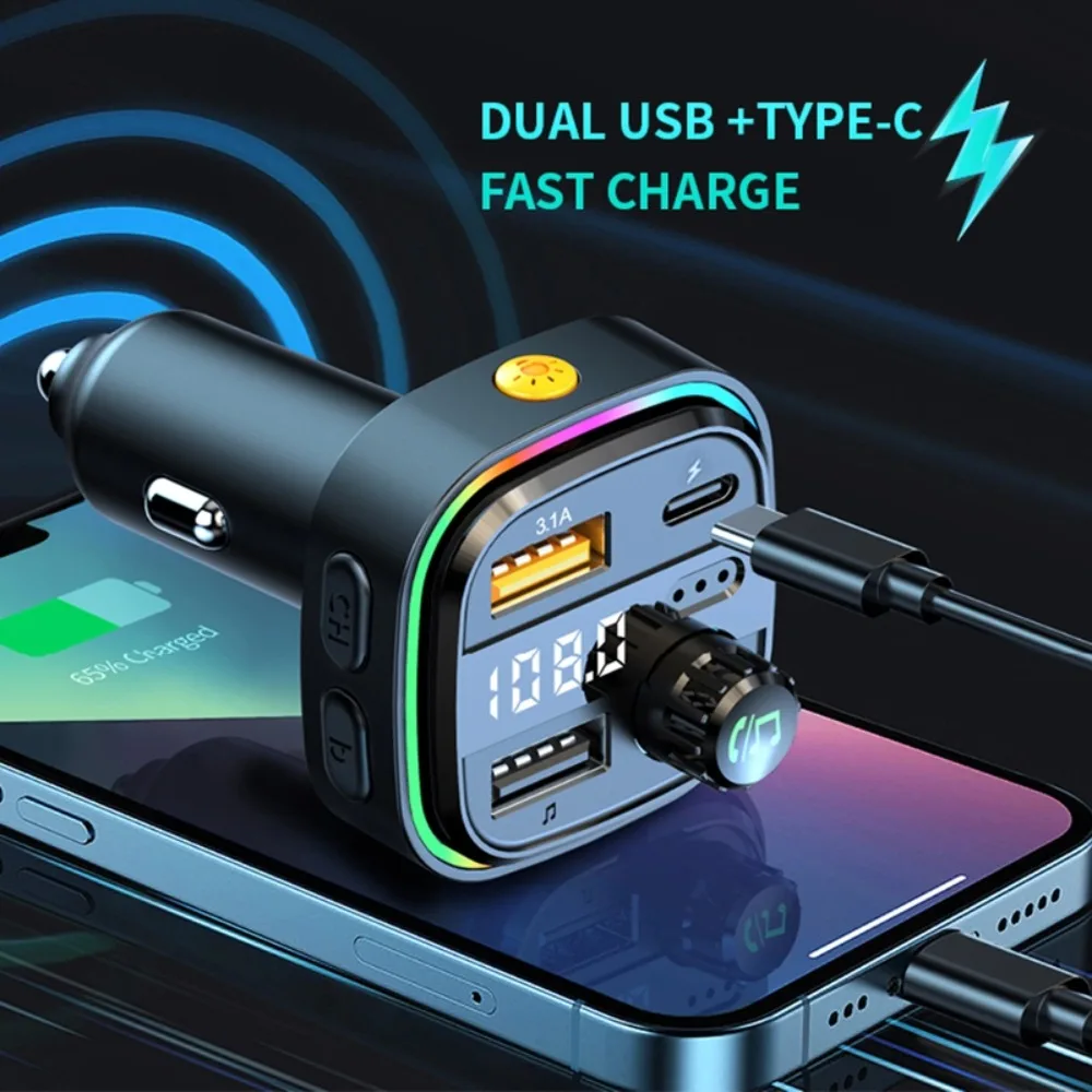 FM Transmitter Bluetooth Handsfree Car Radio Modulator MP3 Player With 22.5W USB Super Quick Charge Adapter for Car