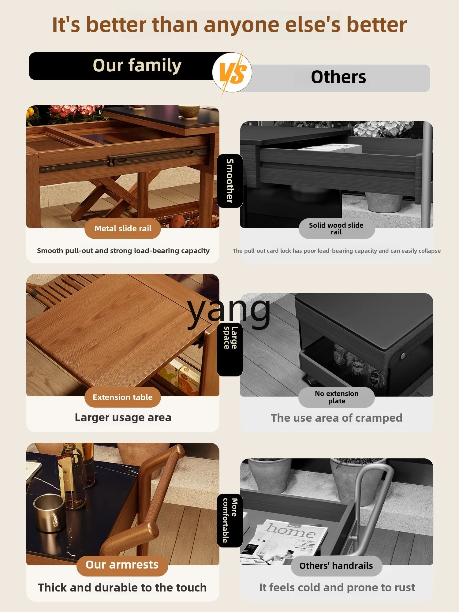 LTT solid wood movable coffee table living room balcony retractable rock slab edge few small apartment household