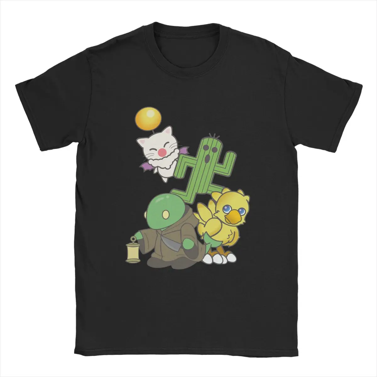 Team Final Fantasy moogle chocobo tonberry cactuar rpg game square enix geek nerd T Shirts Men\'s 100% Cotton Clothes Gift Idea