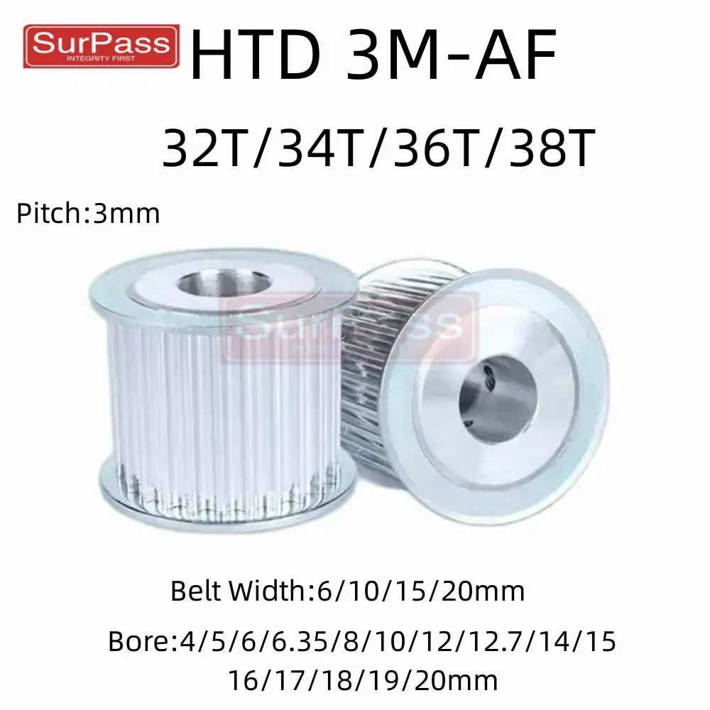 HTD 3M 32/34/36/38Teeth Bore 4/5/6/7/8/10/11/12/12.7/14/15/16/17/18/19/20mm Timing Belt Width 6/10/15/20mm 3D printer CNC Parts