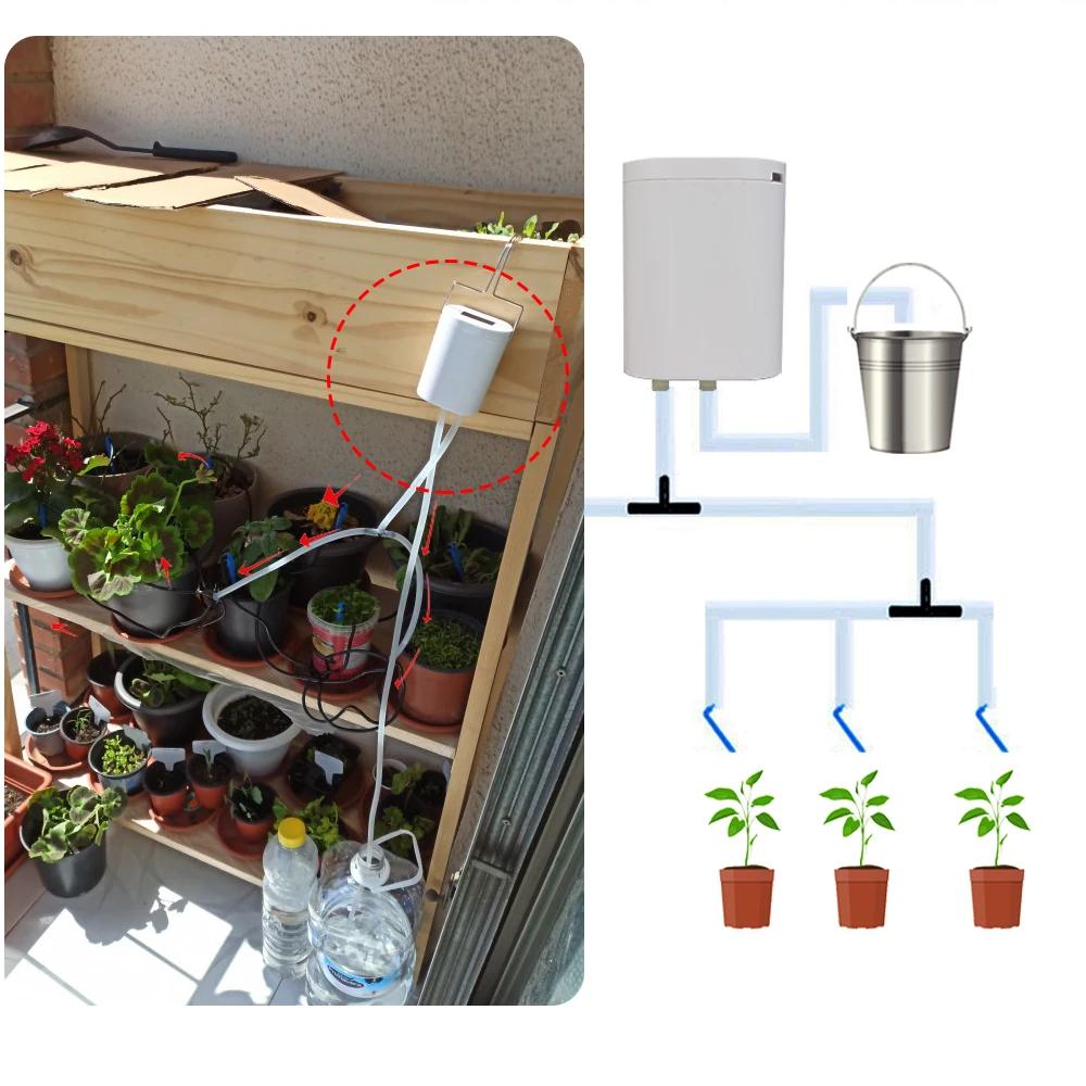 

Automatic Watering Pump Controller Timer Watering System Kit 8 Drip Heads Indoor Plants Drip Irrigation Device Intelligent