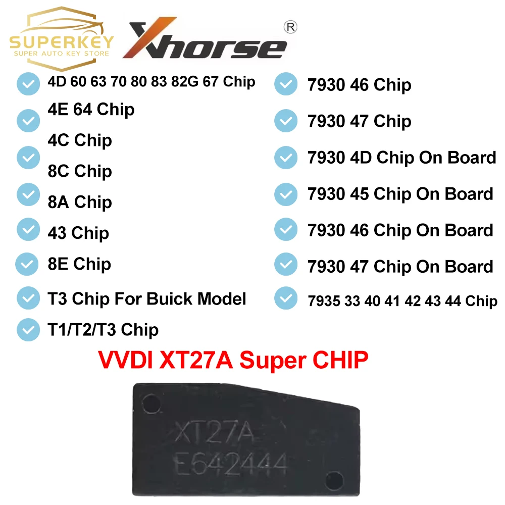 5/10pcs XT27A Super Chip Transponder Key for ID46/40/43/4D/8C/8A/T3/47 Compatible with VVDI2 VVDI Mini Key Tool by Xhorse