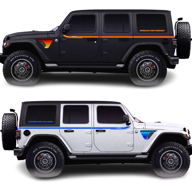 

Cusom 1941 Style Side Fender Vent Sticker Stripe Waist Line Stripe Decal Vinyl Precut Retro Graphics for Jeep Wrangler JL