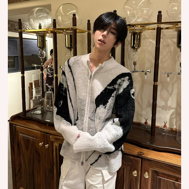 

Ele American Sle Long Plu Embroidered Sweater Men's Spring Autumn Open Cardigan Jaet High Quali Knitted irt