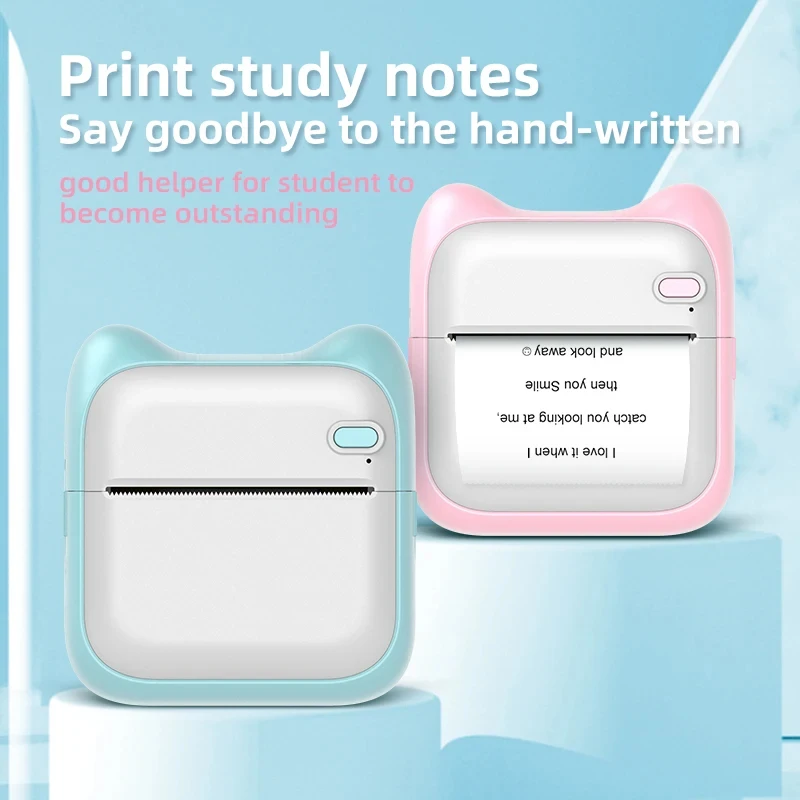 Portable MINI Wirelessly Bluetooth Printer Student Pocket Inkless Photo Label Memo Wrong Question Thermal Printer child Gift