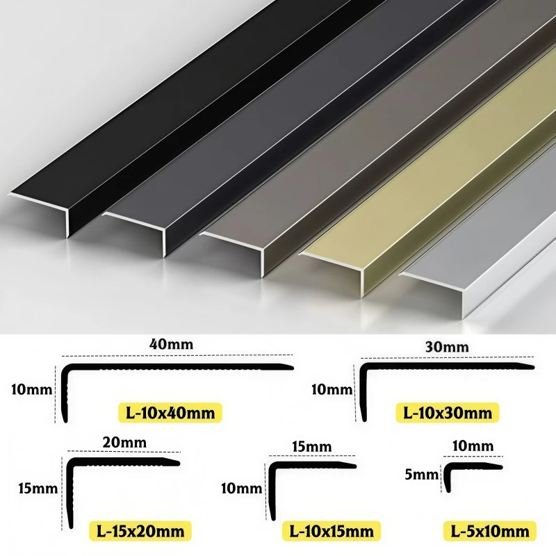 90° Right Angle Corner Trim Aluminum Profile L-Shaped Inflexible Step Stair Protector Edge Banding Floor Window Metal Seal Strip - view 4