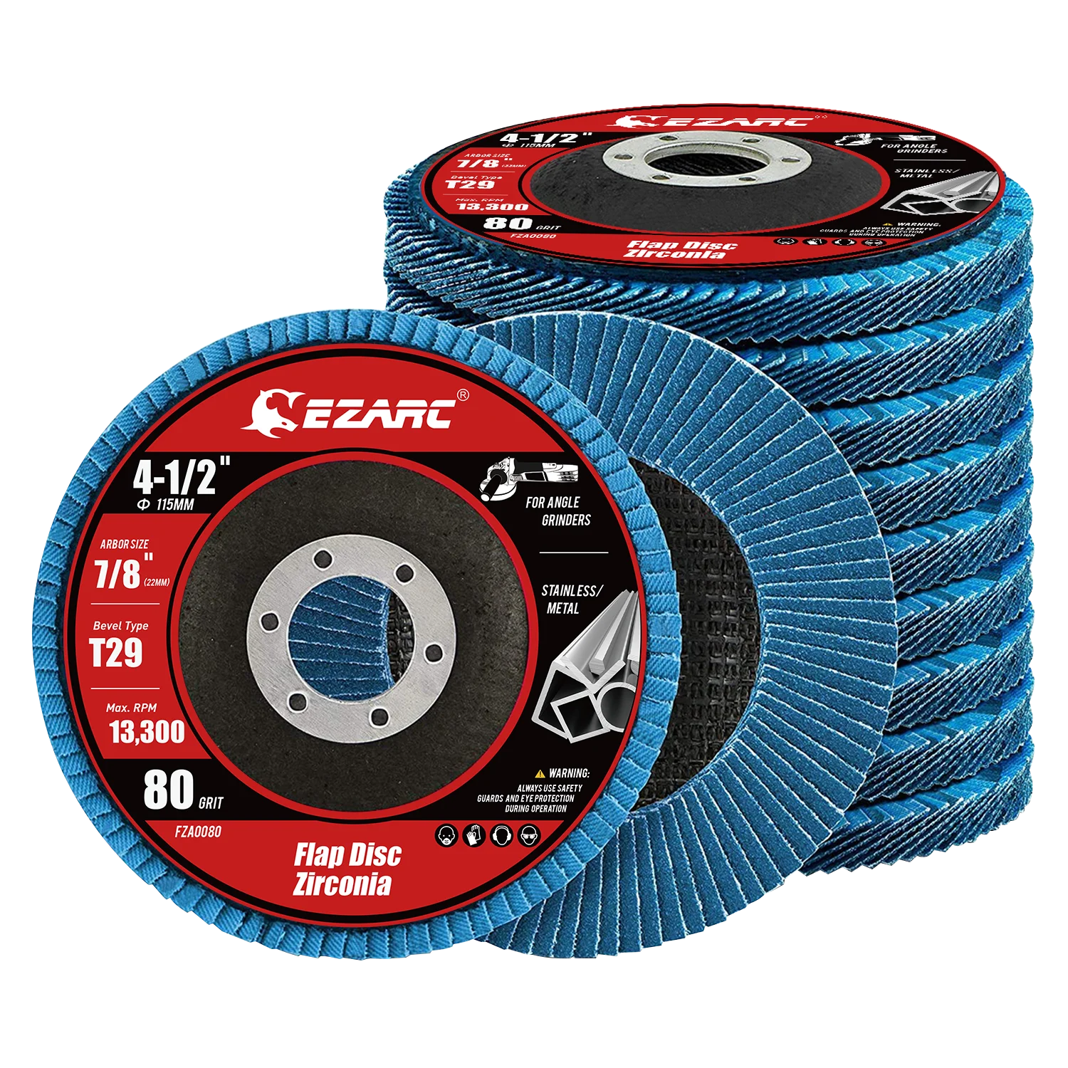 EZARC 5/10 Pcs Set Flap Discs 115mm T29 Zirconia Grinding Wheels 40/80 Grit Professional Flap Discs Sanding For Angle Grinder