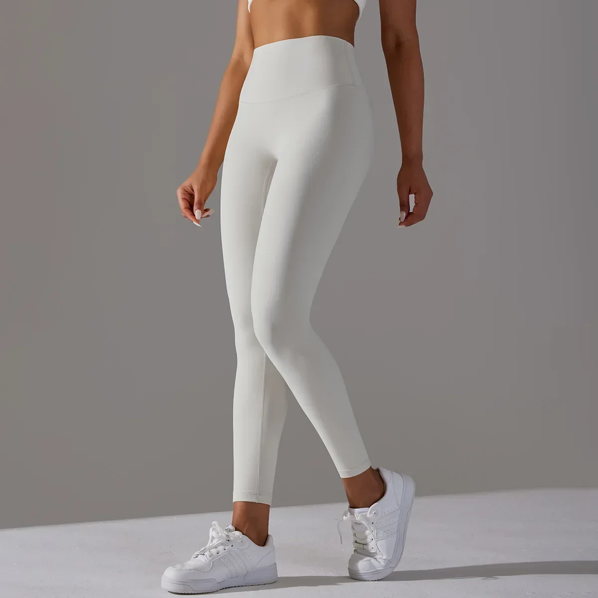 Calça feminina de levantamento de quadril pêssego cintura alta, calça esportiva fitness, sem inconveniente, dupla face escovada, calça de ioga nua