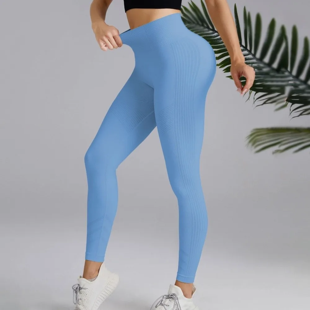 

High Waist Yoga Sports Pants Hip-lifting Slimming Sports Fitness Leggings Breathable Elastic Yoga Seamless Leggings Girls