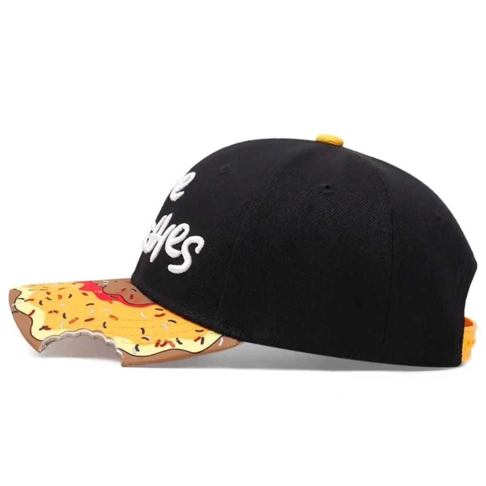 Adjustable Donut Embroidery Baseball Cap Sunscreen Korean Style Letter Embroidery Flat Brim Hat Cotton Hip-hop
