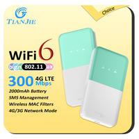 TIANJIE Wifi 6 Router 4G LTE Mobile Wifi 300Mbps﻿ Hight Speed Hotspot Portable USIM Router 2000mAh Travel Office Wifi Modem