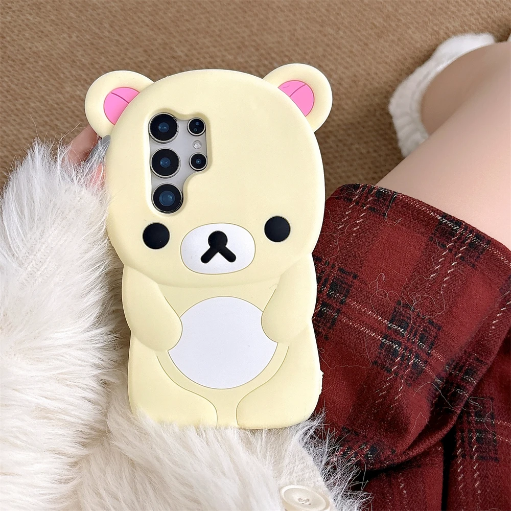 Soft Silicone 3D Cute Bear Candy Color Case For Samsung Galaxy S25 S24 Ultra S23 Plus Lens Protection Shockproof Bumper Cover - náhled 2