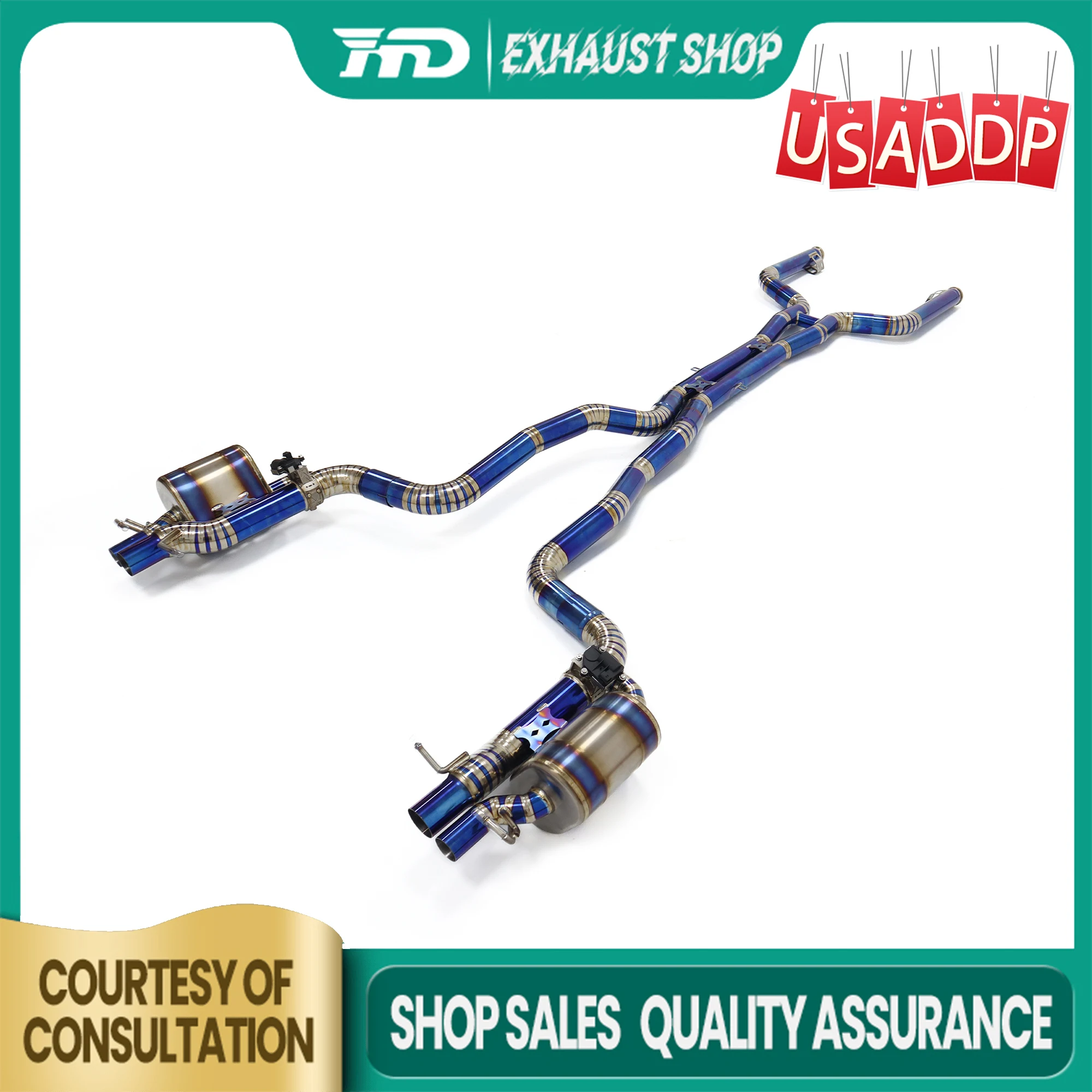 

HMD Exhaust Catback for Mercedes Benz W205 C63 Ti Electronic valve Baked blue Exact Fit New Products